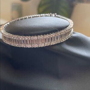 Elegant CZ Sterling silver   Clear diamond Tennis Bracelet